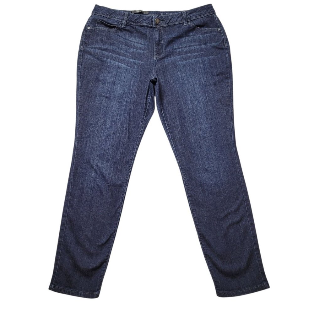 Simply Vera Verawang Jeans Women's Size 16 Skinny Mid-Rise 5 Pocket Blue Denim
